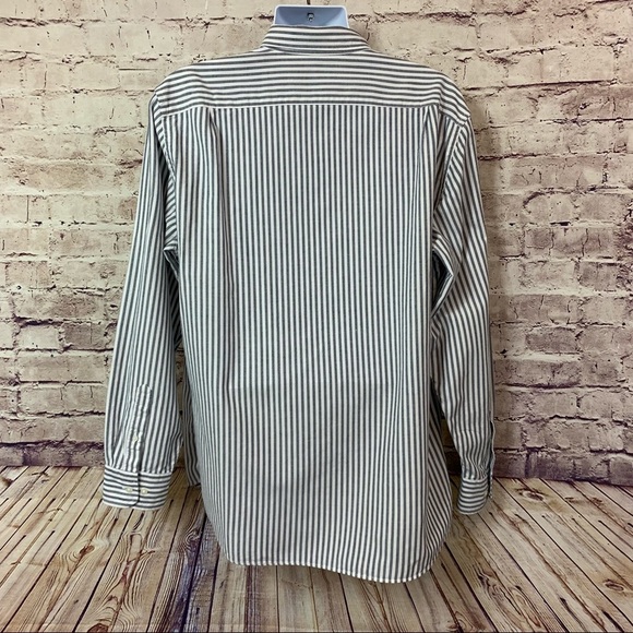 Nautical Gray Striped Button Front Long Sleeve Shirt - Picture 7 of 9